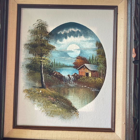 Vintage painting w/heavy wooden frame - Picture 3 of 10